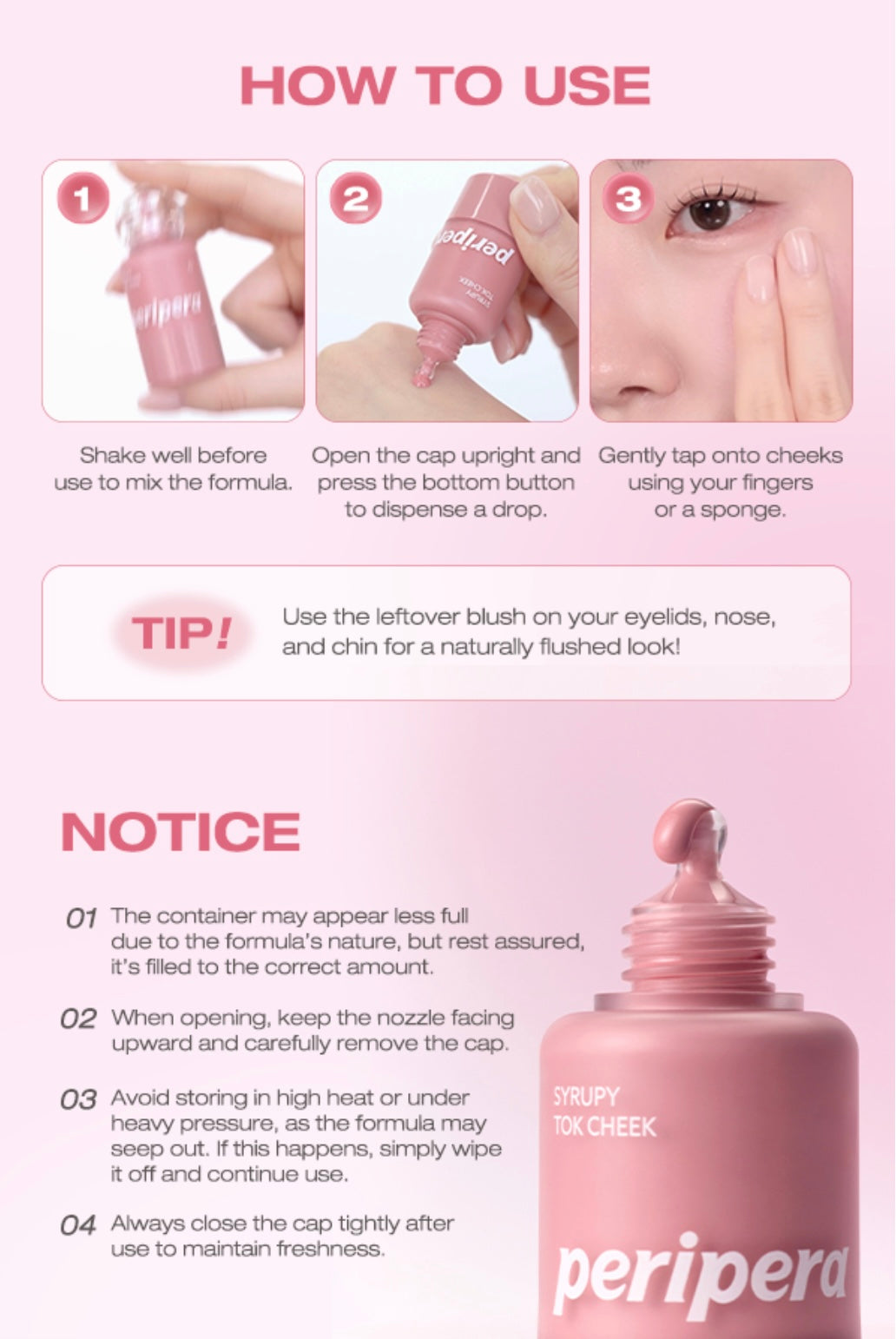 peripera- SYRUPY TOK CHEEK, #07 fluffy pink